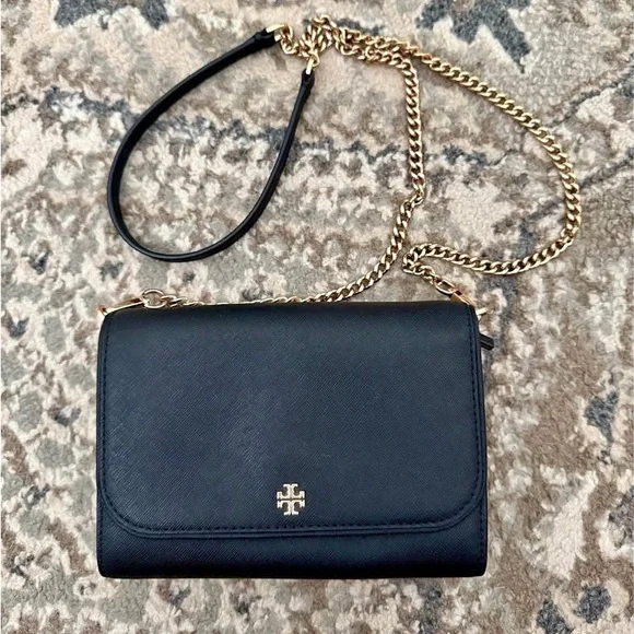 Tory Burch Black Crossbody with Gold Chain - Picture 1 of 9